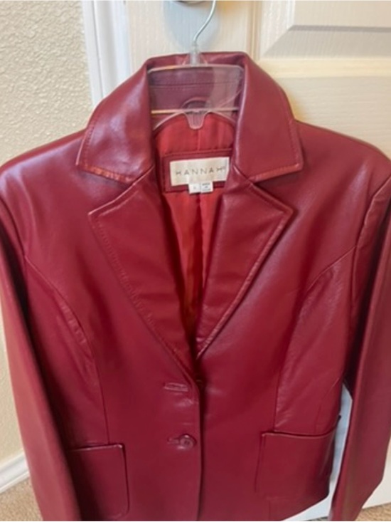 Hannah Jackets & Blazers - Hannah Women's Deep Red Leather Blazer Jacket new leather